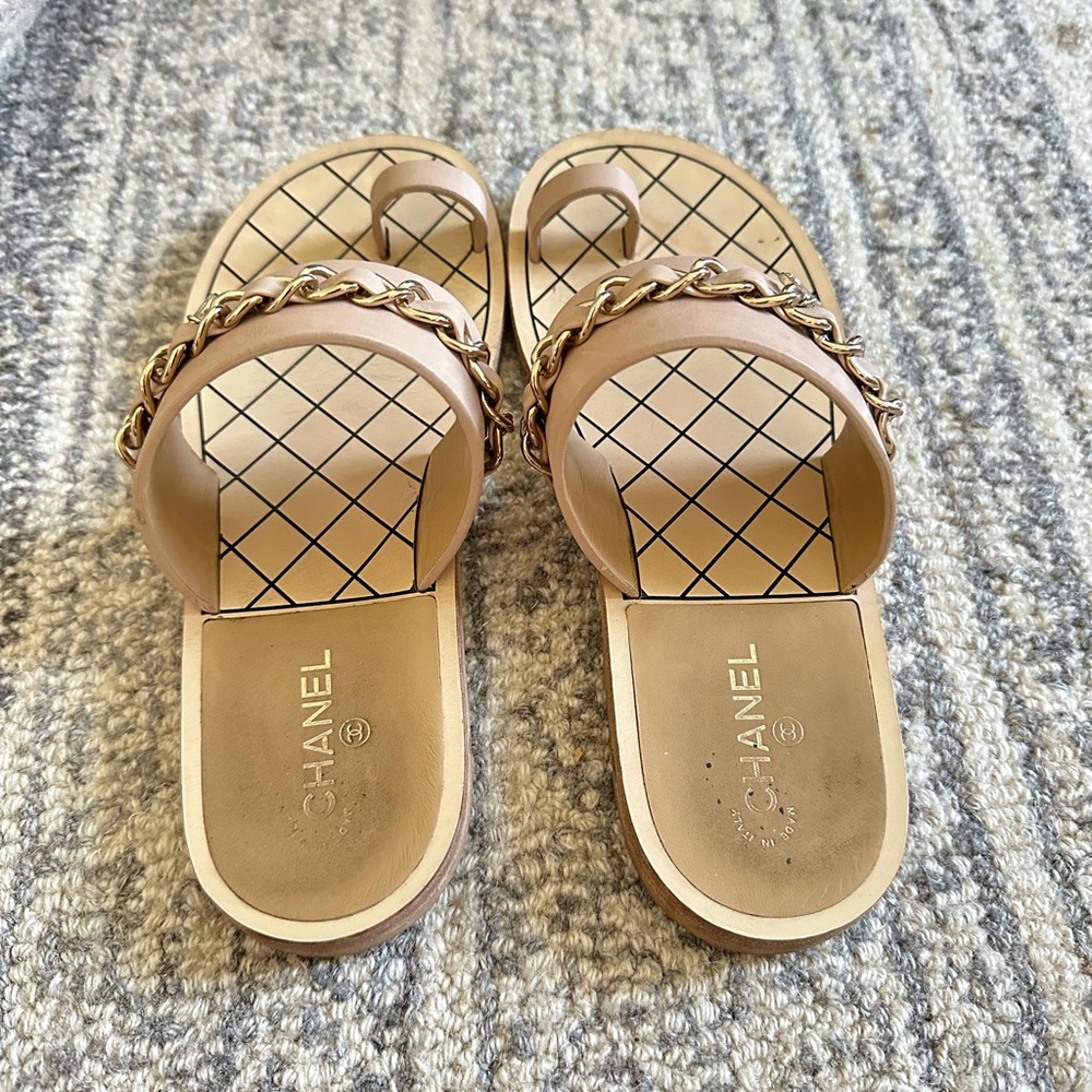 Chanel cc chain nude sandals 35.5 - Picture 5 of 6